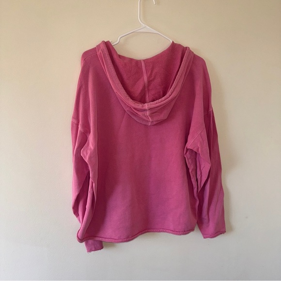 Old Navy Oversized Raw-Hem Pullover Hoodie Pink Small Tall - Picture 4 of 4